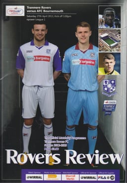 Tranmere Rovers v AFC Bournemouth Match Programme 2013-04-27